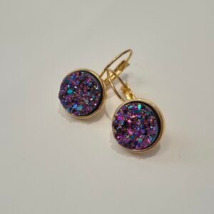 Francuske zlatne kopče – Midnight Amethyst – elegantna minđuša iz kolekcije Serendipity